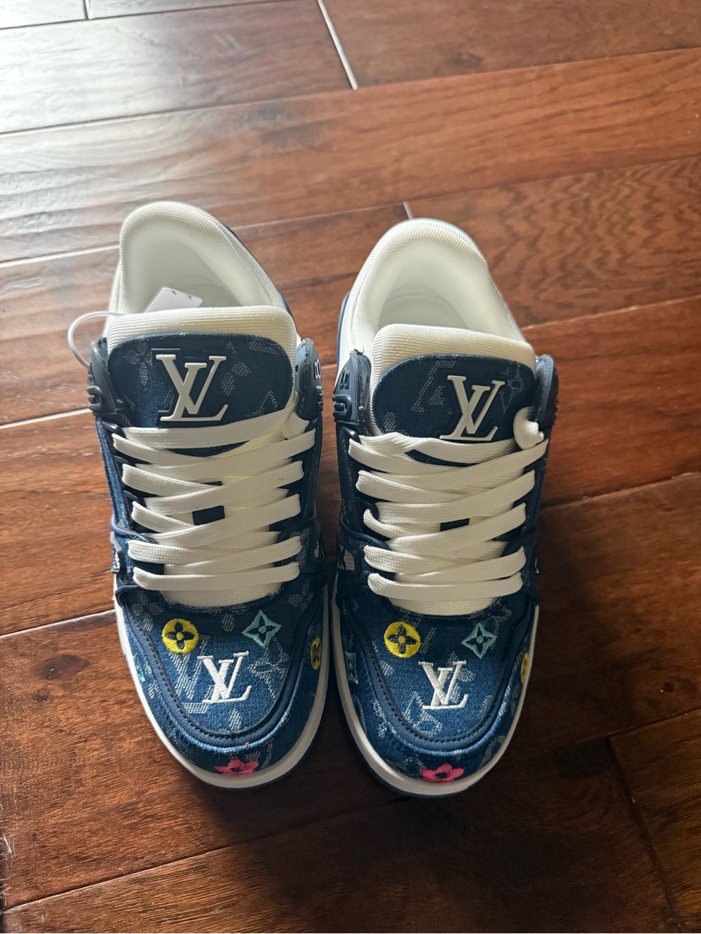 Louis Vuitton Navy Denim Monogram Sneakers with Multicolor Logos